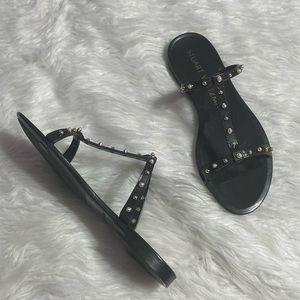 NWOB Stuart Weitzman Black Beaded Slippers